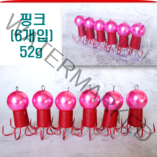 MEN피싱 도색 쭈꾸미애자 약50g 6개입 쭈꾸미볼 왕눈이에기 쭈꾸미낚시 쭈꾸미바늘, 핑크 (6개입)