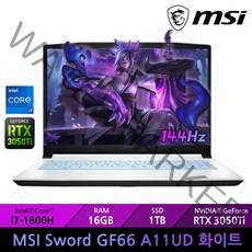 MSI GF시리즈 Sword GF66 A11UD 화이트 + / 마우스증정, Free DOS, 16GB, 1TB, 코어i7