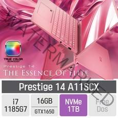 MSI 11세대 프레스티지 14 A11SCX 로즈핑크 [고사양 노트북 추천], 16GB, SSD 1TB, 미포함