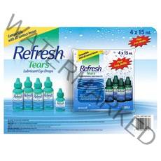 [미국]Refresh Tears 점안액 인공눈물 안구건조 4x15 ml 1x5 ml, 1팩