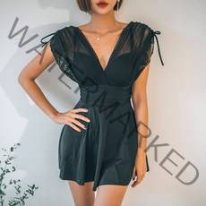 헤링본 여성 원피스수영복 블랙 비키니 모노키니 스커트 빅사이즈 바캉스 볼륨업 비치웨어 C740, CX740_첼로