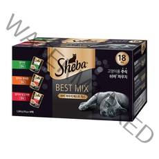 쉬바 전연령용 고양이 파우치 베스트 믹스 주식파우치 3종 x 6p 세트 1260g, 생선, 1개