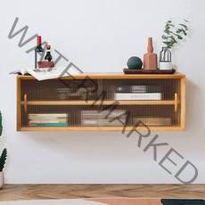 소나무 원목 벽걸이 그릇장 거실 부엌 주방 인테리어, 체리 컬러 60cm/ 조립