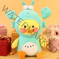 귀여운 랍스터 상어 탈 쓴 북경오리 봉제 인형, 27cm, 랍스터 덕-민트 그린