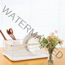 또죠 식기 건조대 1단, 화이트 우드