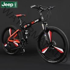 풀샥 MTB 입문용 자전거 지프 접이식자전거 마운틴바이크, 24인치, 레드, 24단3포크