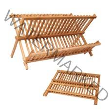 캠핑용 우드 식기건조대 디쉬랙 그릇정리대 접이식 2단