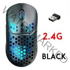 블루투스 무선 게임용 마우스 2400 인치 당 점 다채로운 백라이트 경량 벌집 껍질 인체 공학적 마우스 컴퓨, 02 Black 2.4G, 한개옵션1