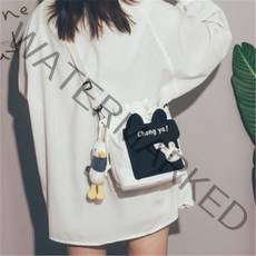 MoYanWenHua 귀여운 파우치 2021 한국식 인스 일본식 백 캔버스 크로스백 여학생 숄더 물통 가방입니다