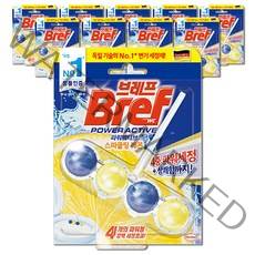 브레프 파워액티브 변기세정제 스파클링레몬, 50g, 10개