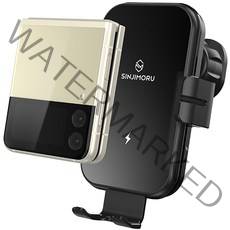 신지모루 15W 듀얼코어 갤럭시Z 플립 호환 고속 무선 충전 차량용 송풍구 거치대, 블랙