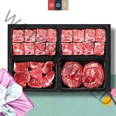 횡성한우 4구 [쿠가] 찜갈비정육선물세트[찜갈비700gX2+국거리500g+불고기500g]총2.4kg, 1개