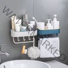 CKLIVING 무타공 일자형 욕실선반 화장실 주방 욕실 정리대, 스카이블루