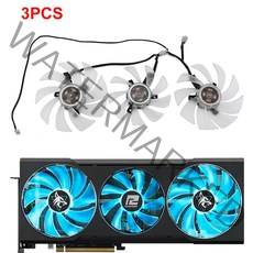 95MM FD10015H12D RX6700XT PowerColor Radeon RX XT 그래픽 비디오 카드 쿨러 팬용 교체, 03 3PCS_01 RGB_01 WHITE