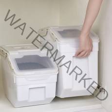 강아지 고양이 사료통 쌀통 간식 애견 개밥 보관함 습기차단 대용량 2size, 소형(10kg), 아이보리