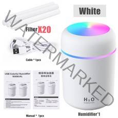 캠핑에어컨 이동식 코끼리 실외기없는 에어컨 미니 자동차 공기 가습기 휴대용 공기 청정기 led 야간 조명 2 모드 usb 오일 디퓨저 홈 자동차 인테리어 액세서리, 화이트 20 필터