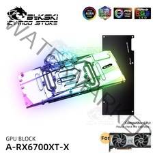 Bykski 냉각기를위한 ARGB 비디오 카드 워터 Asrock 사파이어 XFX AMD Radeon RX 6700 XT GPU 블록 물 냉각 VGA 블록 A RX6700XT X, 5V3PIN A-RGB