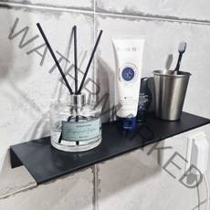 제이에스맘 무타공 욕실 화장실 일자형 선반 50cm, 블랙