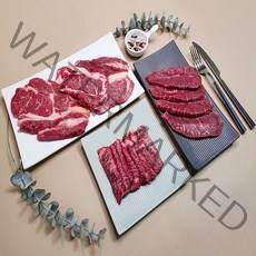 거창애우 국내산 프리미엄 소고기 효도세트 (꽃등심300g+갈비살150g+부채살150g) 구이용 (냉장), 1세트