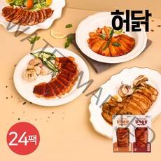 허닭 [본사당일출고] 슬라이스 스팀 소스 닭가슴살 100g 2종 혼합(불닭+핫데리야끼), 24팩