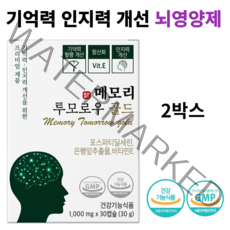 기억력 인지력개선을 위한 뇌건강 영양제 메모리 투모로우 골드 리뉴얼제품 이시형박사 포스파티딜세린 최대함량 은행잎 추출잎, 2박스