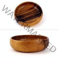 원형 아카시아 나무 원목 볼 그릇 샐러드 우드 접시 디저트 식기 플레이팅, 기본