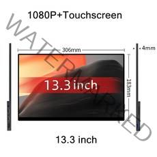 노트북모니터 휴대용 모니터 12인치 20인치 144hz 노트북 확장 17.3 인치 터치스크린 휴대용 모니터 유리, 03 13.3 inch touch_01 영국 플러그