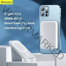 차량용배터리 자동차 인산철 밧데리 원래 1 1 복사 macsafe 전원 은행 마그네틱 powerbank 무선 충전기 for iphone 14 13 12 pro max 외부 보조, 5000화이트