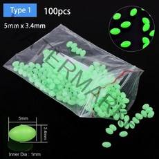 낚시 야광 봉돌 에어 싱커 구멍 편대 갑오징어 채비 추 미끼 낚시 (S-CLY) 100pcs 타원형 밤 빛나는 비즈 빛나는 바다 부동 비즈 도구 장비 5mm 8mm, 유형 1