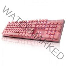 앱코 조약돌 레트로 키캡 축교환 화이트 LED 게이밍 기계식 청축 키보드 세트, K840, 핑크