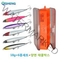 [QISHENG] 농어 광어 삼치 우럭 쏘가리 미노우 미끼 배스 루어낚시 세트, 싱킹-18g*6종, 혼합색상