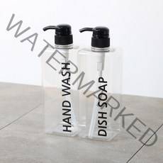로맨틱노벰버 사각투명 욕실디스펜서 0.8L (모던 블랙) - 핸드워시 디쉬솝 2종 공병세트, 1세트