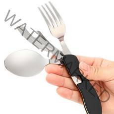 엔템 캠핑 수저 포크 수저세트 숟가락 오프너, 캠핑용수저세트_블랙
