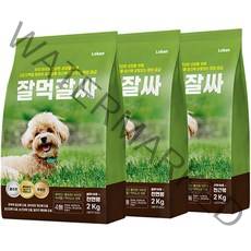로반 잘먹잘싸 전연령 강아지 사료 기호성좋은, 연어, 2kg, 3개
