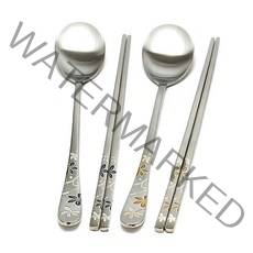 골든벨 로이스 컬러 레이저 부부수저 세트, 1세트, 수저 2P + 케이스