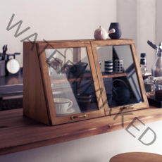 메종드초코 그릇 장식장 미니 그릇장 우드 쇼케이스 카페 빵보관함 소품 원목 진열대 인테리어 홈카페 컵진열 찬장 옛날 빈티지, 우드 2단 더블