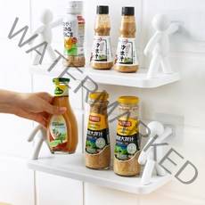 A-fening 심플 벽걸이 펀칭프리 선반 욕실 화장품 수납선반 주방양념통 정리선반(2 개), 그레이(2 개)