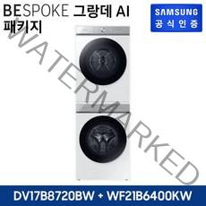 [화이트패키지]삼성 비스포크 그랑데 건조기 AI 17KG[DV17B8720BW] + 세탁기 21kg[WF21B6400KW], 화이트패키지