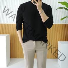 남자 사계절 무지 라운드 스판 레이어드 긴팔티셔츠