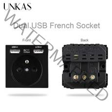 융 스위치 콘센트 전기 110v 220v 돼지코 아일랜드 식탁 팝업 빌트인 간판 타이머 누워서 불끄기 ai 스마트 b8 모듈 diy free 조합 new eu French c, 블랙 듀얼 USB FR