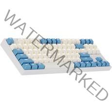 COX 게이트론 LED 게이밍 기계식키 보드 황축, 텐키리스, CK87, 크림 블루