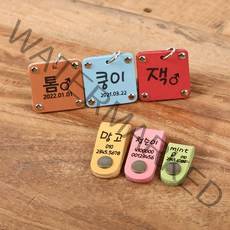 플레이바우 멍블리 강아지 이름표, 스카이블루, 똑딱이형 소, 나눔체