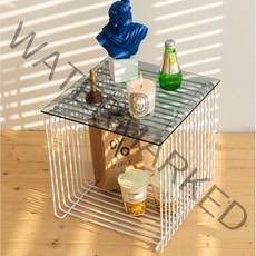 몬타나 가구 모던하우스 인테리어 디자인 투명 유리 철제 창가테이블, 블랙