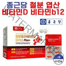 비타민 b12 엽산 비타민d 비타민12 혈액 철분 엽산영양제, 종근당 철분 60캡슐 x 3통