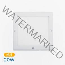 금호전기 번개표 LED 엣지 사각 센서등 20W, 주광색