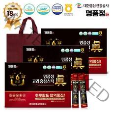 명품정 6년근 고려 홍삼스틱 진 + 쇼핑백 (1포당 진세노사이드 18mg), 3세트(10gx90포/총900g)