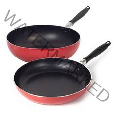 토스코 레드베이직 프라이팬 + 웍 세트, 프라이팬 32cm + 웍 30cm