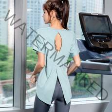 스타일아유 여성 헬스복 뒷트임 반팔 티셔츠 요가복 운동복 AYG7YG0028
