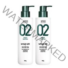 아모스 녹차실감샴푸 센시티브 500g 2개(부드러운타입민감성), 녹차실감 샴푸 센시티브, 500g x 2개