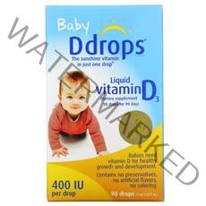 Ddrops 유아용 액상 비타민D3 400IU 90방울 2.5ml(0.08fl oz), One Color, One Size